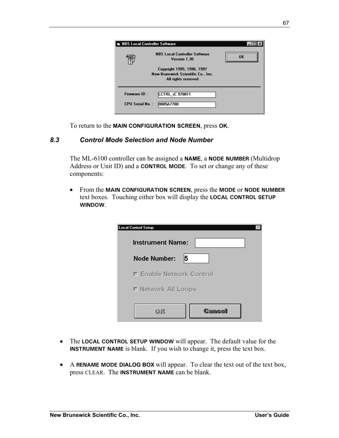 Ekrany wyboru sterownika i informacji systemowej ML-6100