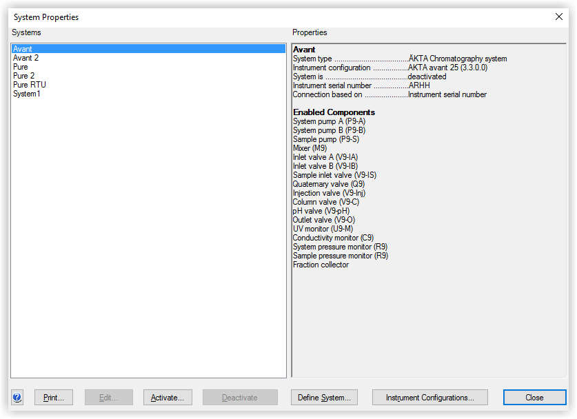 System Properties w UNICORN 7.13