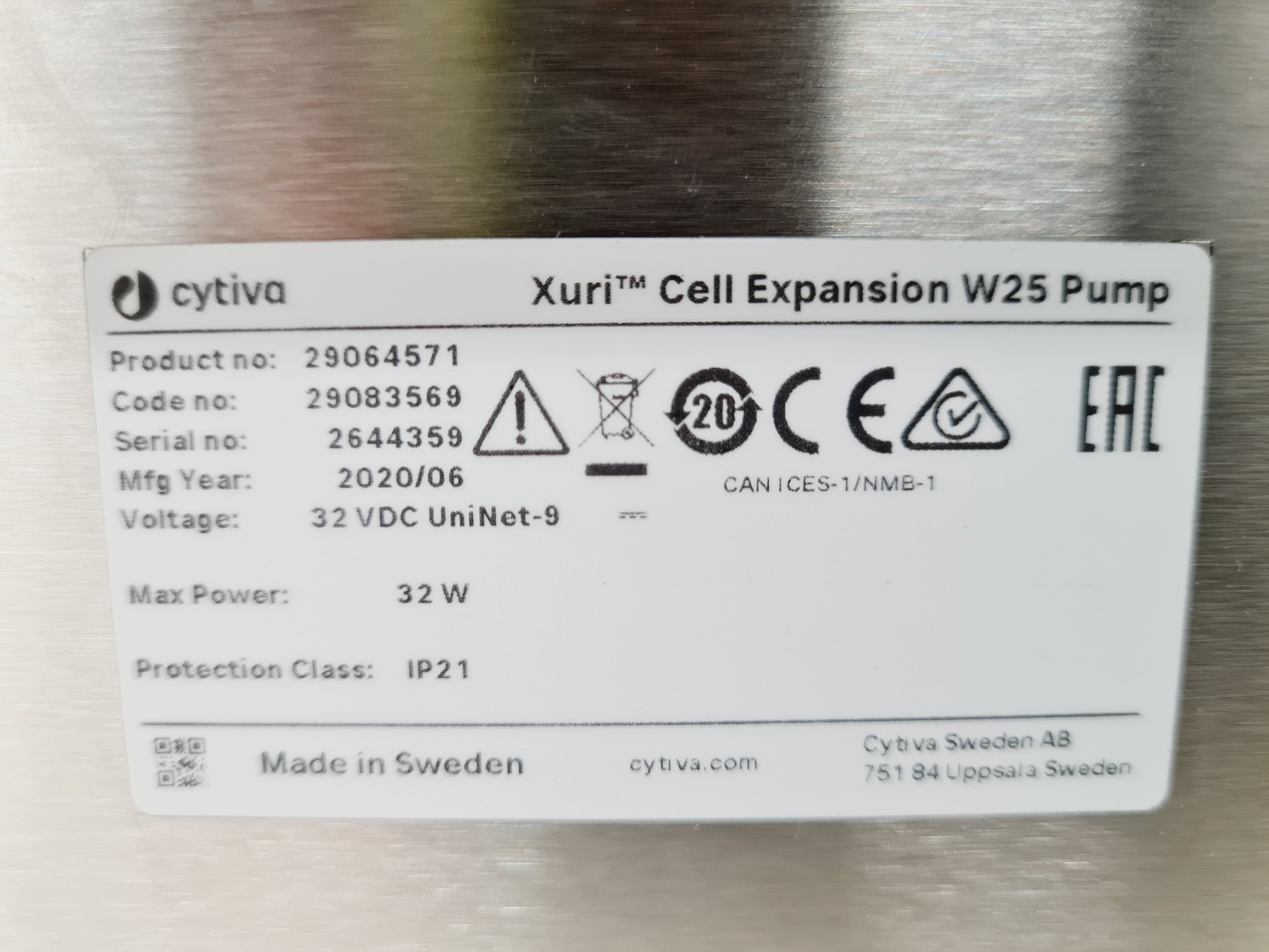 Tabliczka modułu Xuri Cell Expansion W25 Pump 29064571