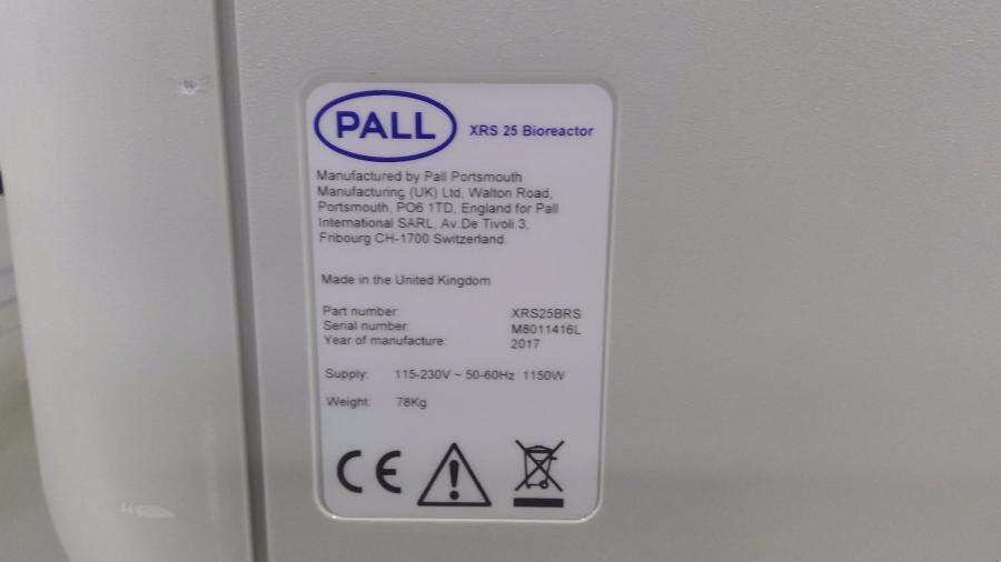 Tabliczka znamionowa platformy Pall XRS 25 Bioreactor