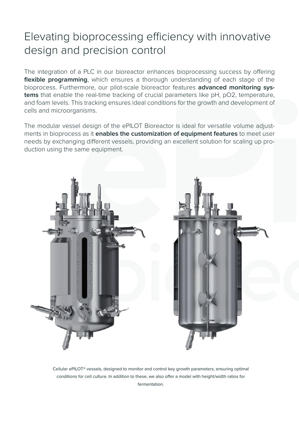 TECNIC ePILOT Bioreactor MU — oficjalna plansza karty technicznej z urządzeniem, funkcjami lub rzeczywistym HMI.