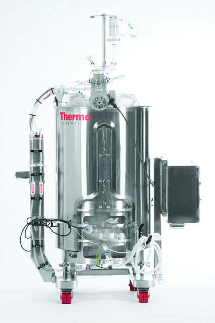 Thermo Scientific HyPerforma 2:1 Single-Use Bioreactor 100 L w konfiguracji z napędem i panelem bocznym